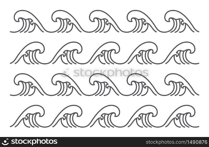 Big Japan wave pattern vector isolated on white background. Editable. - Vector.
