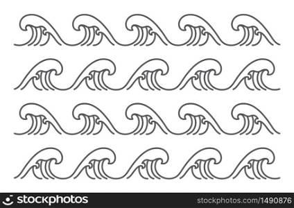 Big Japan wave pattern vector isolated on white background. Editable. - Vector.