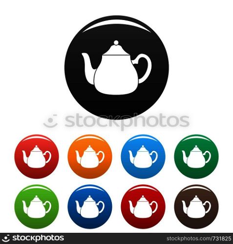 Big kettle icon. Simple illustration of big kettle vector icons set color isolated on white. Big kettle icons set color vector
