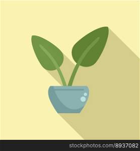 Big leaf pot icon flat vector. Indoor plant. Summer nature. Big leaf pot icon flat vector. Indoor plant