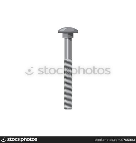 Big long metal bolt isolated realistic icon. Vector grade stainless steel cap head bolt, fixing and fastening object, metal fastener. Building and repair, construction detail, fixing tool. Stainless steel cap head bolt isolated fixing tool