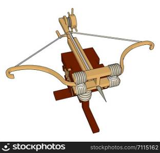 Big medieval crossbow, illustration, vector on white background.