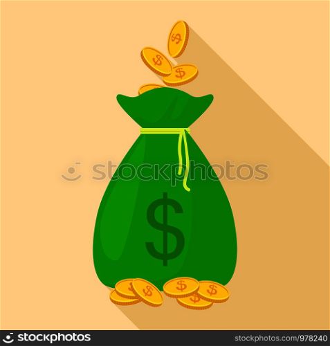 Big money bag icon. Flat illustration of big money bag vector icon for web. Big money bag icon, flat style