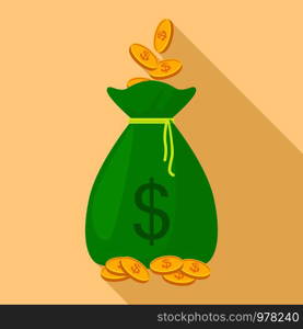 Big money bag icon. Flat illustration of big money bag vector icon for web. Big money bag icon, flat style