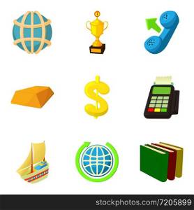 Big money icons set. Cartoon set of 9 big money vector icons for web isolated on white background. Big money icons set, cartoon style