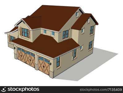 Big nice house, illustration, vector on white background.