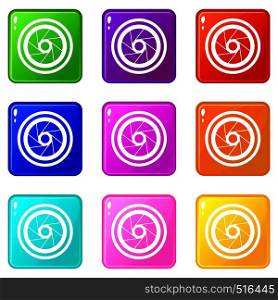 Big objective icons of 9 color set isolated vector illustration. Big objective set 9