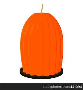 Big orange candle in the shape of a pumpkin icon. Cartoon illustration of big orange candle in the shape of a pumpkin vector icon for web. Big orange candle icon, cartoon style