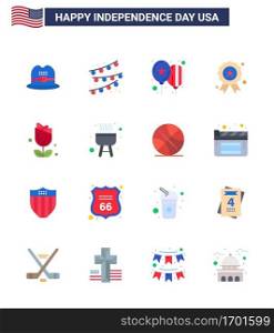 Big Pack of 16 USA Happy Independence Day USA Vector Flats and Editable Symbols of plent; imerican; day; flower; independence day Editable USA Day Vector Design Elements
