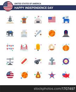 Big Pack of 25 USA Happy Independence Day USA Vector Flats and Editable Symbols of donkey  flag  sign  country  landmark Editable USA Day Vector Design Elements