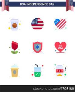 Big Pack of 9 USA Happy Independence Day USA Vector Flats and Editable Symbols of protection; plent; american; usa; flower Editable USA Day Vector Design Elements
