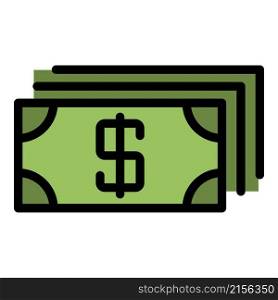 Big pack of dollars icon. Outline big pack of dollars vector icon color flat isolated. Big pack of dollars icon color outline vector