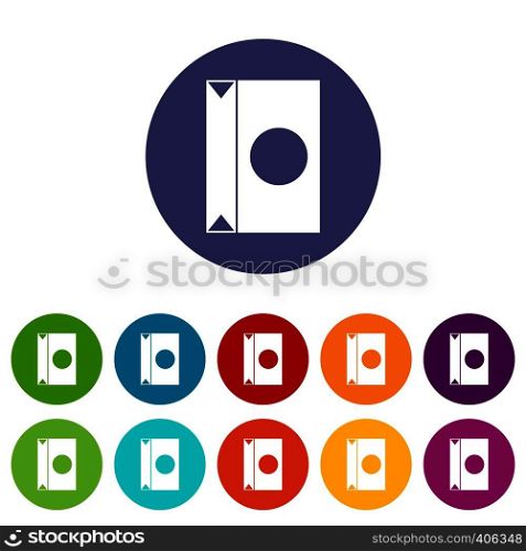 Big package set icons in different colors isolated on white background. Big package set icons