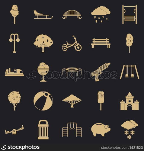 Big park icons set. Simple set of 25 big park vector icons for web for any design. Big park icons set, simple style