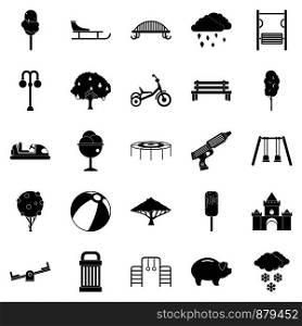 Big park icons set. Simple set of 25 big park vector icons for web isolated on white background. Big park icons set, simple style