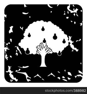 Big pear tree icon. Grunge illustration of pear tree vector icon for web design. Big pear tree icon, grunge style