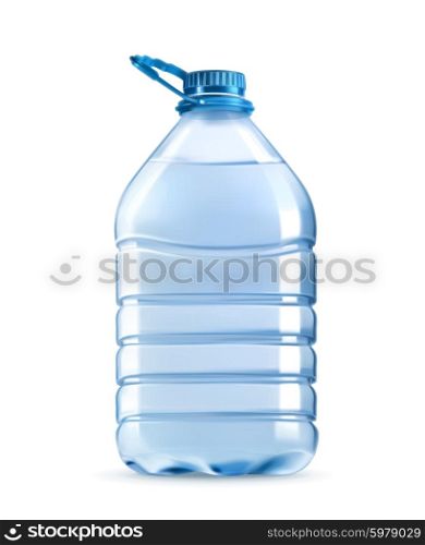 Big plastic bottle of potable water, barrel with handle, vector illustration isolated on white background