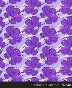 Big purple flower on purple brushed background.Hand drawn with ink and colored with marker brush seamless background.Creative hand made brushed design.