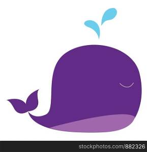 Big purple whale, illustration, vector on white background.