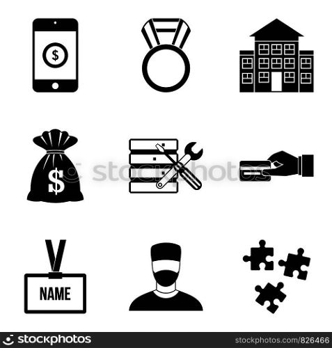 Big salary icons set. Simple set of 9 big salary vector icons for web isolated on white background. Big salary icons set, simple style