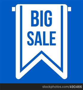 Big sale banner icon white isolated on blue background vector illustration. Big sale banner icon white