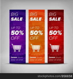 Big sale banner. Sale and discounts. Vector illustration. Big sale vertical banners