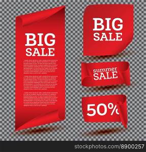 Big Sale Banner Set on Transparent Background. Ribbon. Vector Illustration