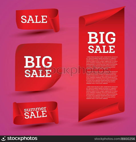 Big Sale Banner Set. Ribbon. Vector Illustration