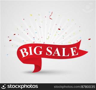 Big sale banner with ribbon