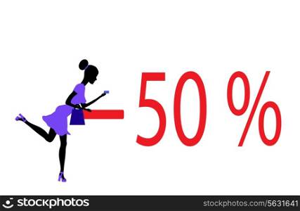 big sale concept with a beautiful girl in vector
