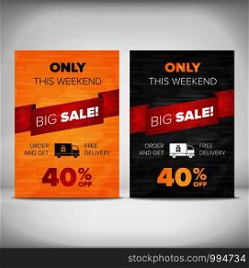 Big sale discount flyer templates with sample text and delivery icon. Big Sale flyer template