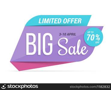 Big sale purple banner on white background, vector eps10 illustration. Big Sale Banner