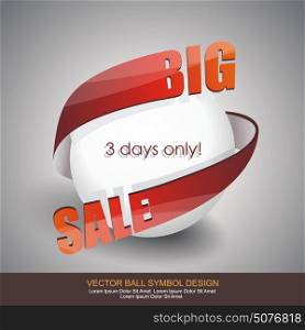 Big Sale sign design of white ball with red arrow.