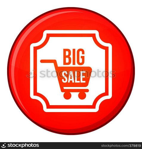 Big sale sticker icon in red circle isolated on white background vector illustration. Big sale sticker icon, flat style