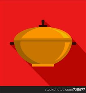 Big saucepan icon. Flat illustration of big saucepan vector icon for web. Big saucepan icon, flat style