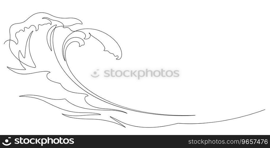 big sea wave ripple splashing one line minimalism style vector illustration