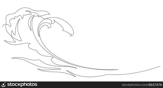 big sea wave ripple splashing one line minimalism style vector illustration