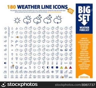 Big set 180 weather icons vector image