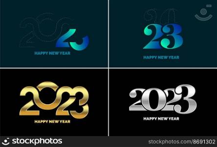 Big set 2023 Happy New Year black logo text design. 20 23 number design template. Collection of symbols of 2023 Happy New Year