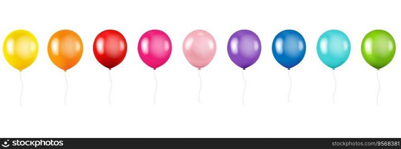 Big Set Bright Balloons Isolated With Gradient Mesh, Vector Illustration