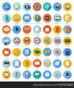 Big set for web and mobile applications of office work, social media, seo search optimization, internet job, analysis of documents, purse, time is money, support, money, marketing concepts items icons in flat design
