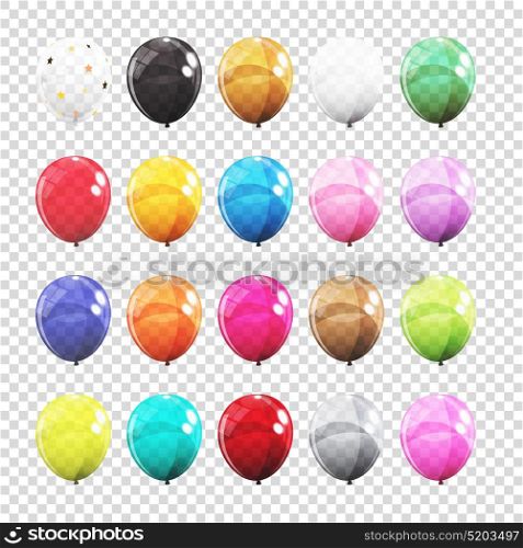 Big Set, Group of Colour Glossy Helium Balloons Isolated on Transparent Background. Vector Illustration EPS10. Big Set, Group of Colour Glossy Helium Balloons Isolated on Tran