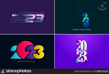 Big Set of 2023 Happy New Year logo text design. 2023 number design template. Collection of 2023 Happy New Year symbols