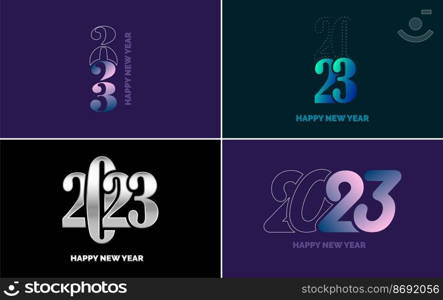 Big Set of 2023 Happy New Year logo text design. 2023 number design template. Collection of 2023 Happy New Year symbols