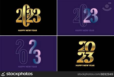 Big Set of 2023 Happy New Year logo text design. 2023 number design template. Collection of 2023 Happy New Year symbols