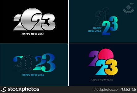 Big Set of 2023 Happy New Year logo text design. 2023 number design template. Collection of 2023 Happy New Year symbols