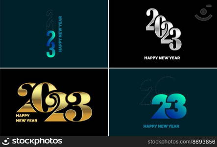 Big Set of 2023 Happy New Year logo text design. 2023 number design template. Collection of 2023 Happy New Year symbols