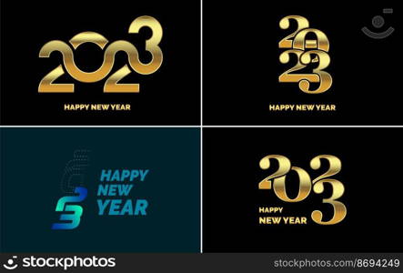 Big Set of 2023 Happy New Year logo text design. 2023 number design template. Collection of 2023 Happy New Year symbols