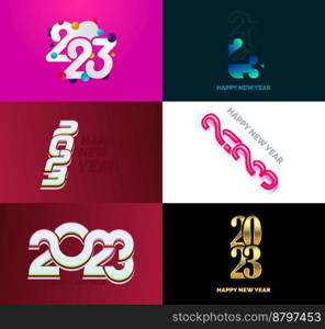 Big Set of 2023 Happy New Year logo text design 2023 number design template