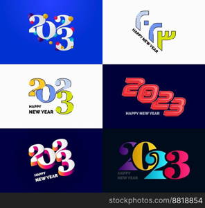 Big Set of 2023 Happy New Year logo text design 2023 number design template